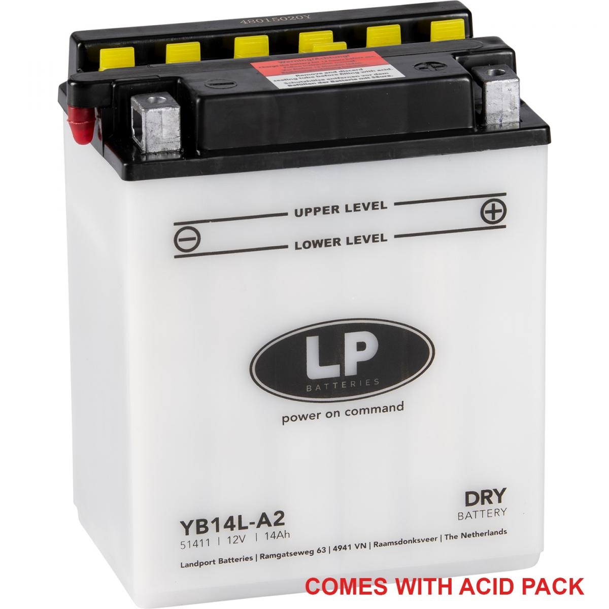 Landport Batteries Battery LB14L-A2 12V 14AH., Landport With Acid Pack, Road, Mc Ma YB14L-A2