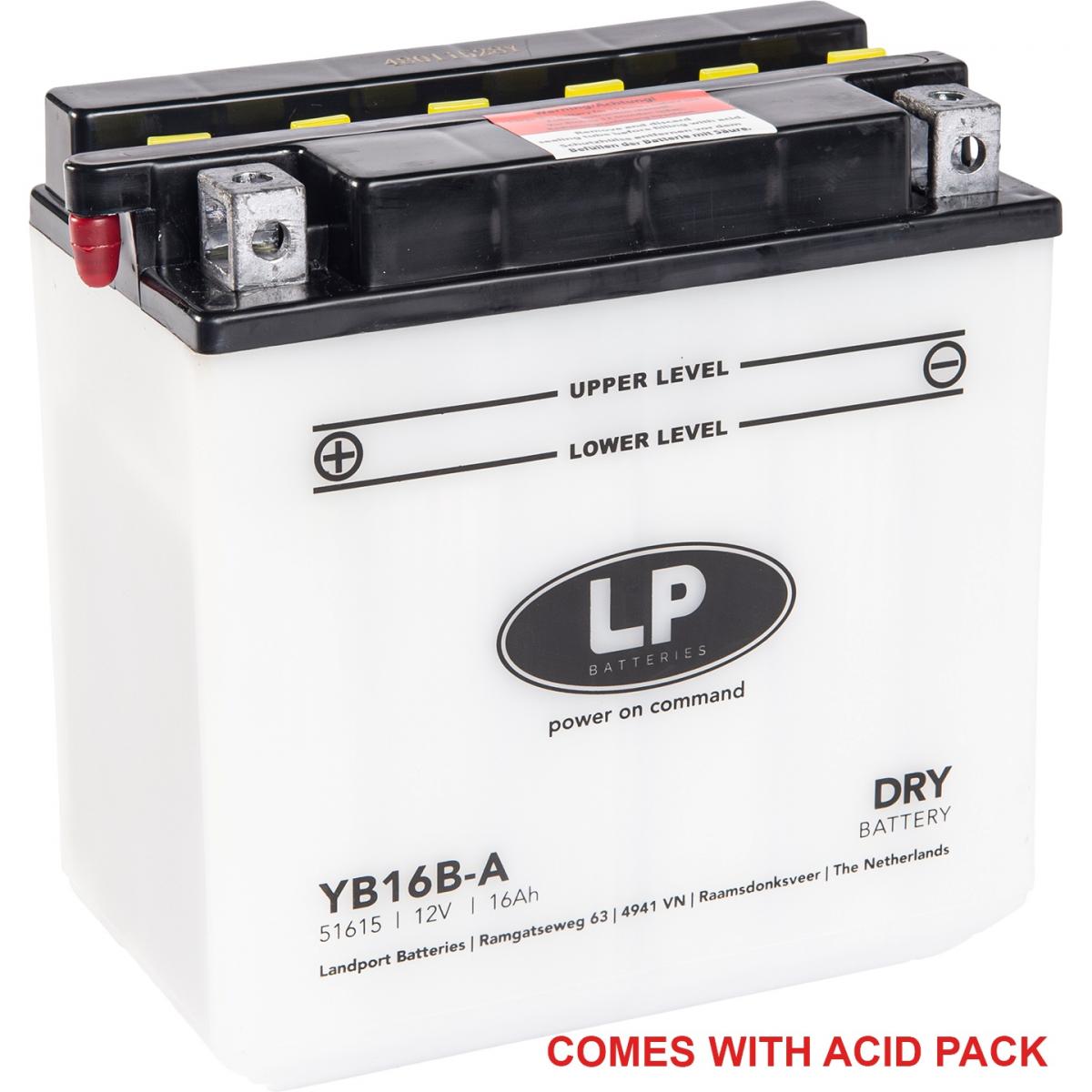 Landport Batteries Battery YB16B-A 12V 16AH., Landport With Acid Pack, Road, Mc Ma YB16B-A
