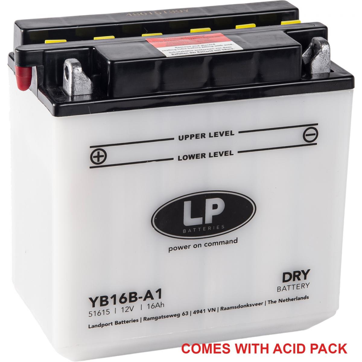 Landport Batteries Battery LB16B-A1 12V 16AH, Landport With Acid Pack, Road, Mc Ma YB16B-A1 51617