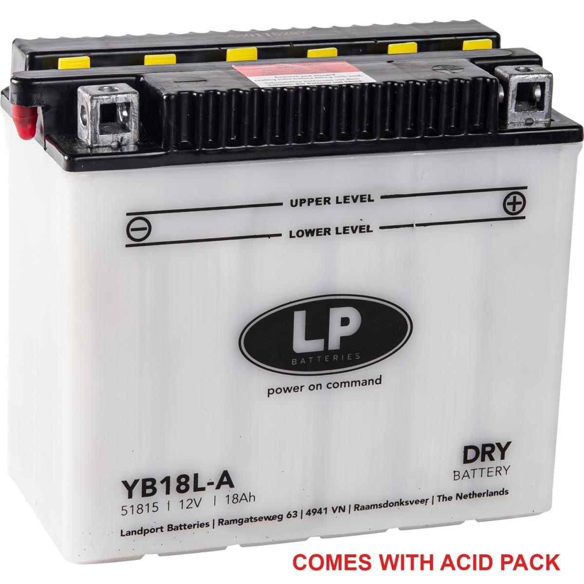 Landport Batteries Battery YB18L-A 12V 18AH., Landport With Acid Pack, Road, Mc Ma YB18L-A, Md LB18L-A