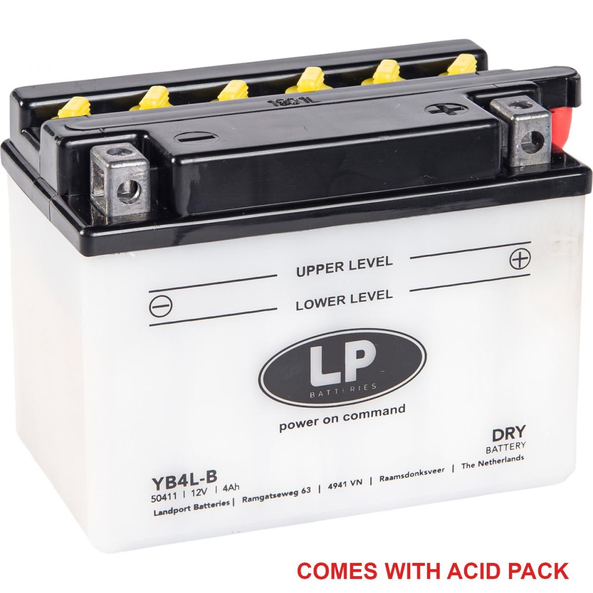 Landport Batteries Battery YB4L-B 12V 4AH., Landport With Acid Pack, Road, Mc Ma YB4L-B, Md LB4L-B
