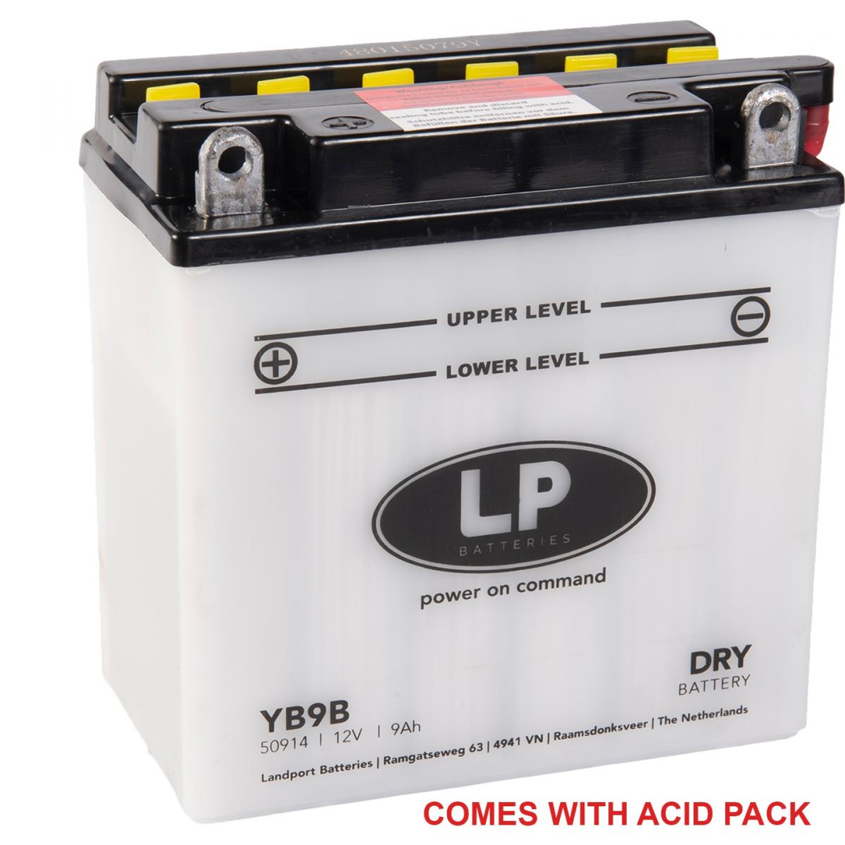 Landport Batteries Battery LB9B 12V 9AH., Landport With Acid Pack, Road, Mc Ma YB9B, Md LB9B