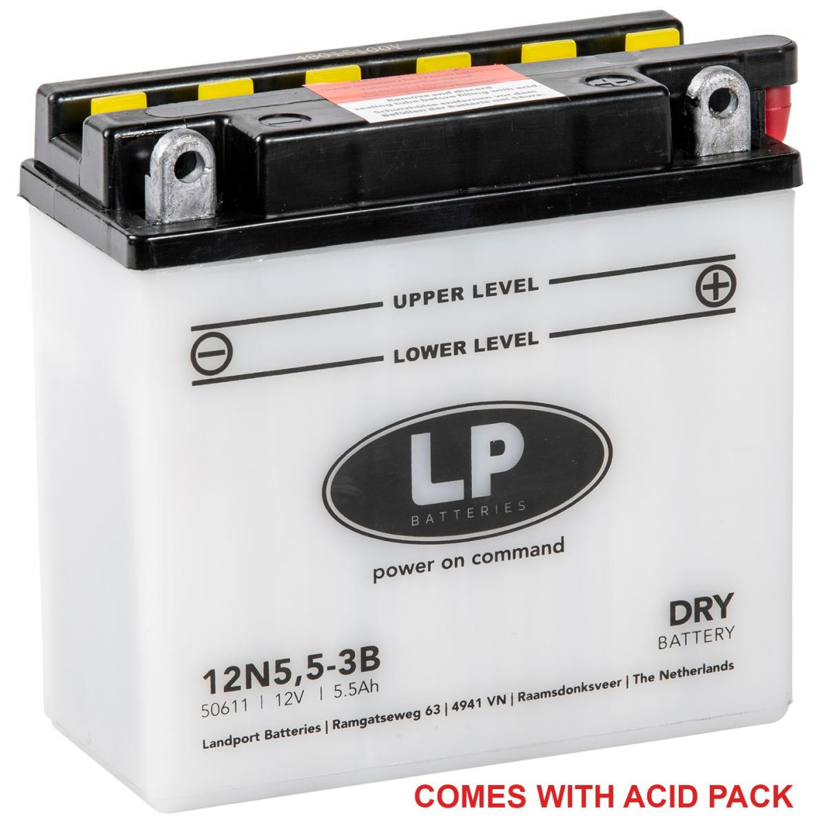 Landport Batteries Battery 12n5,5-3b 12V 5AH., Landport With Acid Pack, Road, Mc Ma 12n5,5-3b 50611