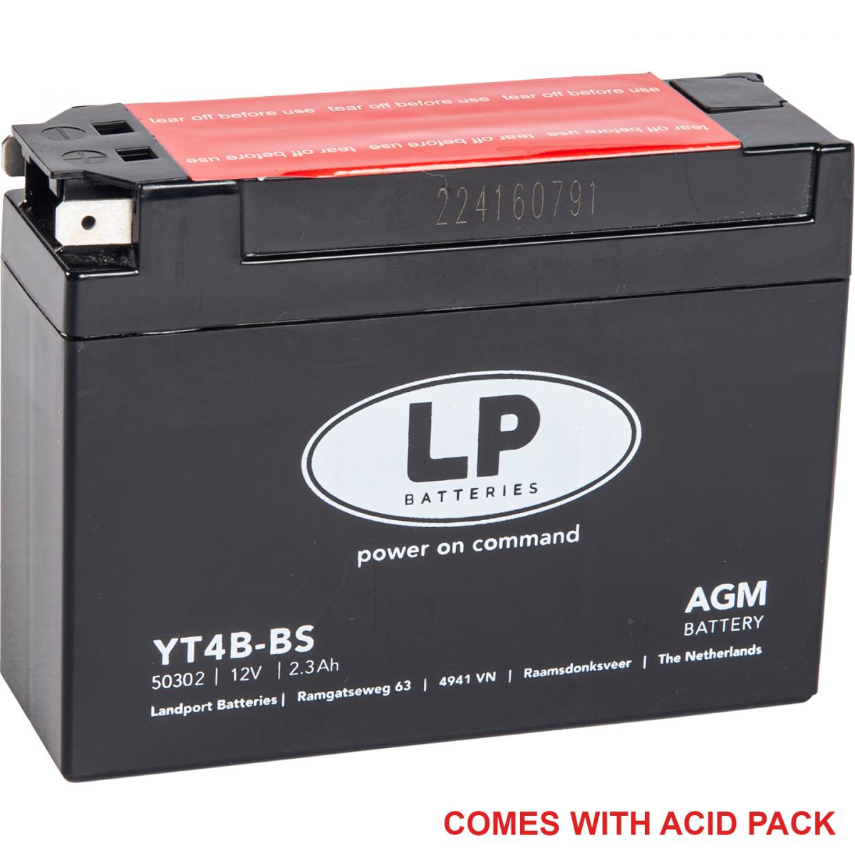 Landport Batteries Battery Lt4b-bs 12v 2.3ah, Landport 50399 Maintenan Free, Yt4b-5 Agm, Ma Lt4b-bs, Mb Lt4b-bs