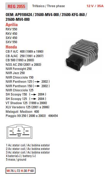 Arrowhead Electrical Regulator Mosfet 31600-mv4-000, -010, 31600-ky2-702 31600-ky2-703, Esp2344 Honda Road, 83-94611