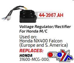 Arrowhead Electrical Regulator Honda NX400 Falcon, Aha6075, 31600-mcg-000, Road
