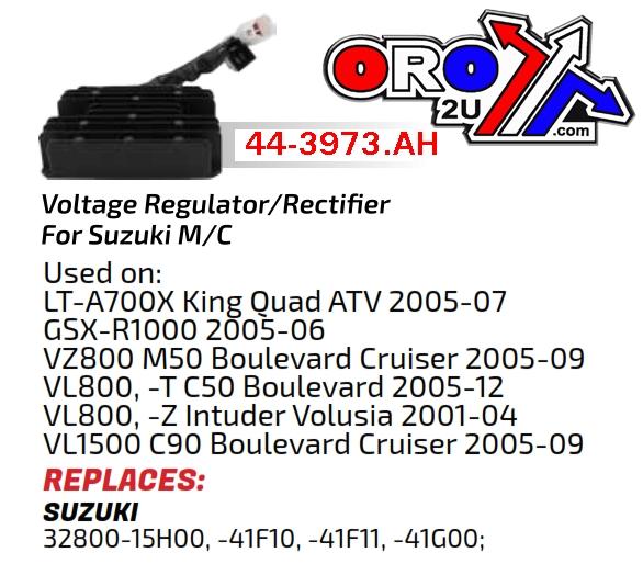 Arrowhead Electrical Regulator Suzuki LTA700 VL800, Asu6019, 32800-15h00 Esp2440 GSXR600/GSXR750/gsxr 1000 06-15., Road