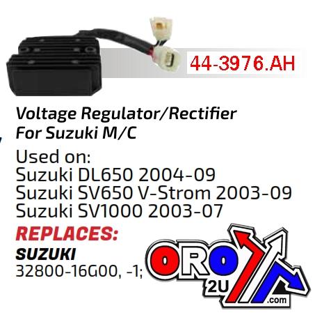 Arrowhead Electrical Regulator Suzuki DL650 SV650, Asu6021, 32800-16g00, -16g013530-059 / 32800-16g01 / 32800-44d30 / 32800-16g00 / 32800-44d31, Road