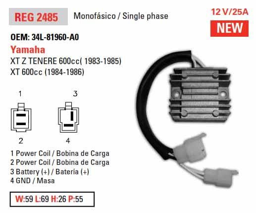 Arrowhead Electrical Regulator Yamaha XT600 1984-89, Aya6060, 34l-81960-a0-00