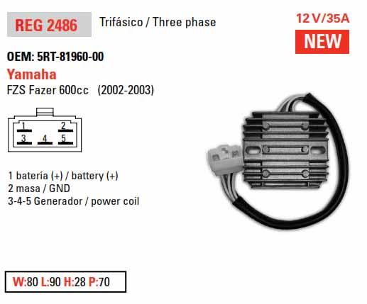 Arrowhead Electrical Regulator FZS600 02-03, SR125, Arrowhead Aya6061, Gasgas
