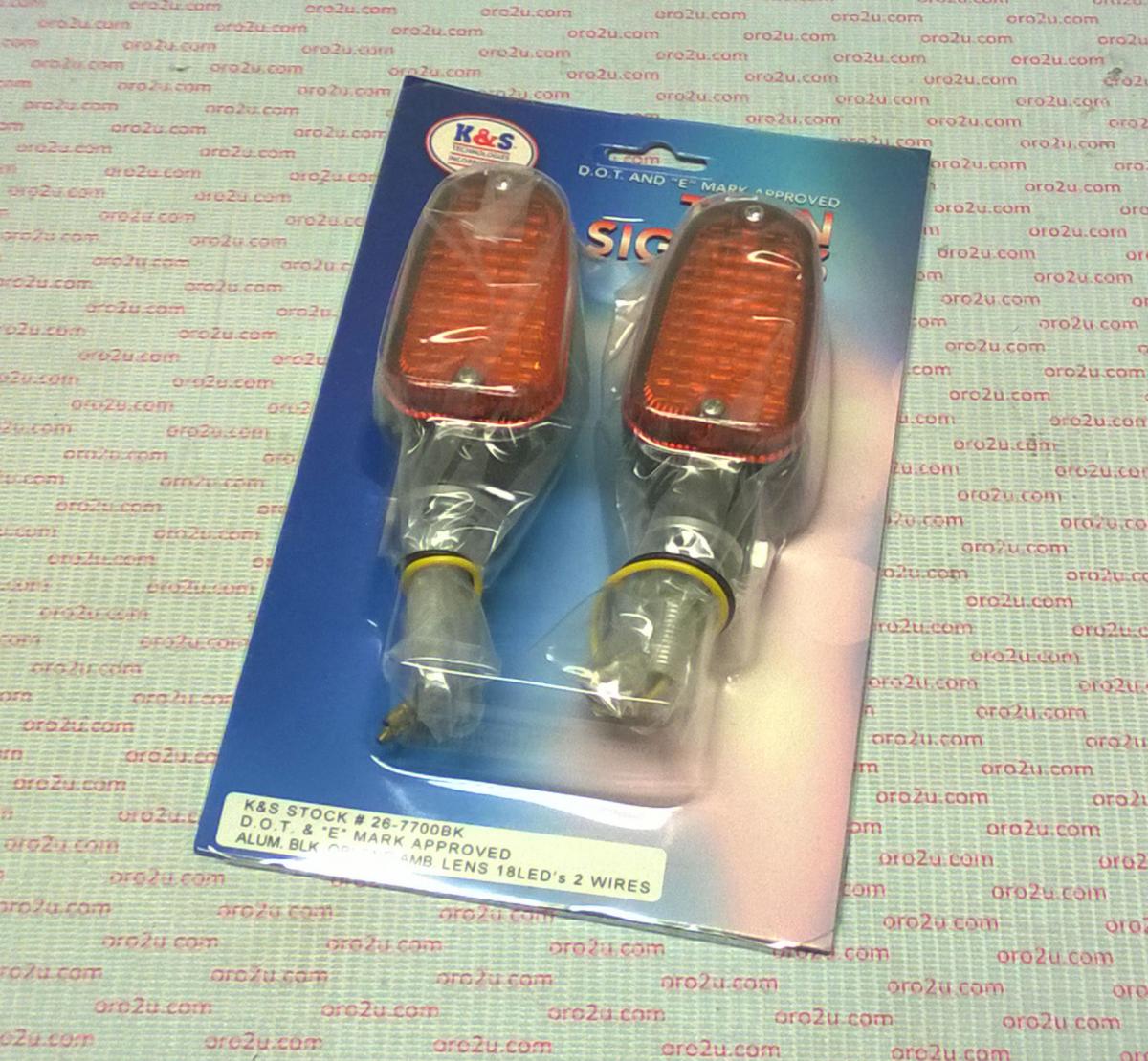 K&S Technologies Indicators Aluminum Black Set/2, Amber Lens, Led Universal E Marked, 2 Wire, 26-7700bk