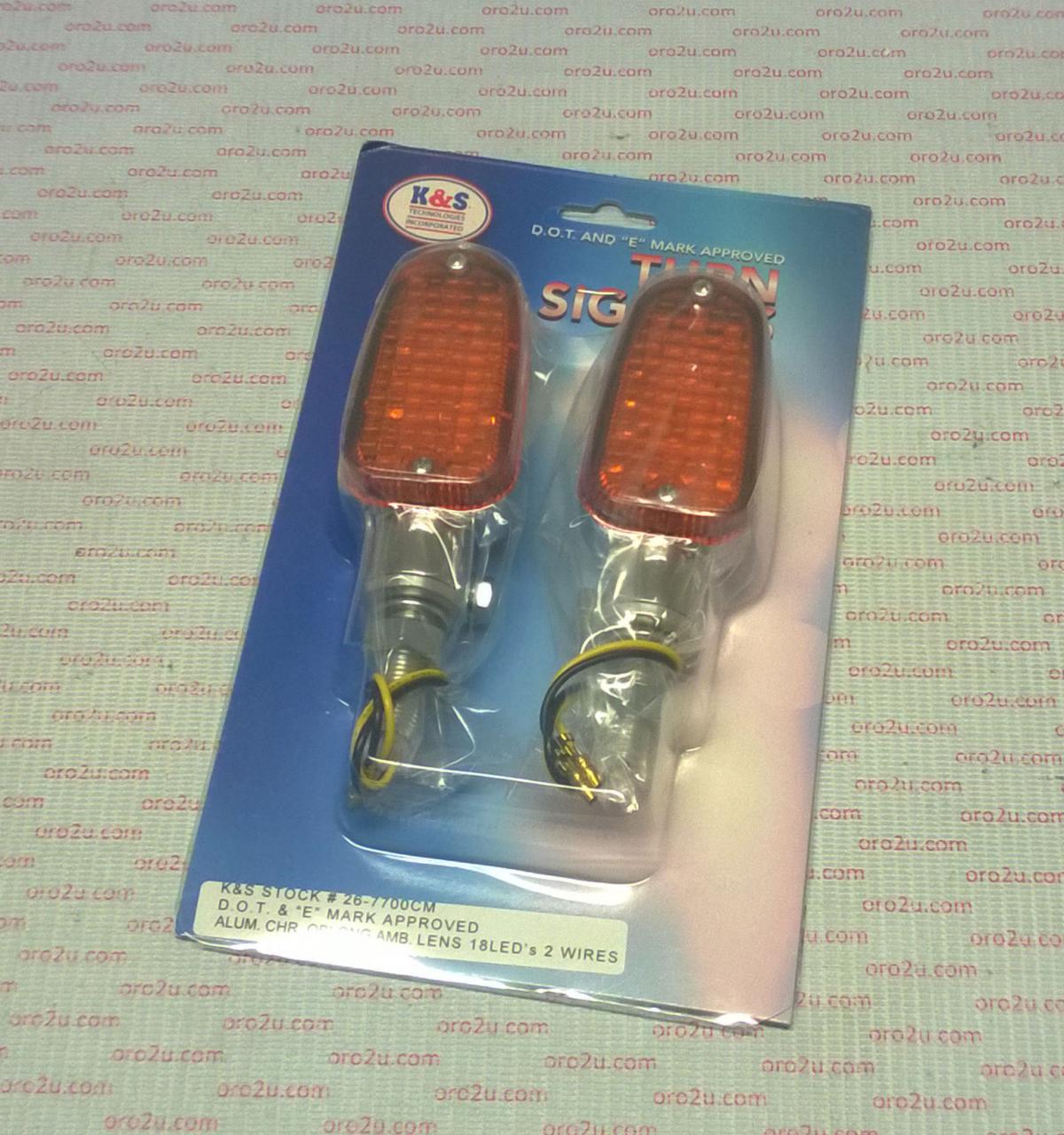 K&S Technologies Indicators Aluminum Chrome Set/2, Amber Lens, Led Universal E Marked, 2 Wire, 26-7700ch
