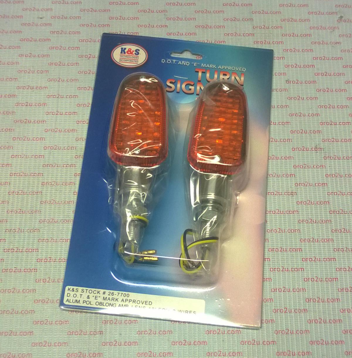 K&S Technologies Indicators Aluminum Polished Set/2, Amber Lens, Led Universal E Marked, 2 Wire, 26-7700