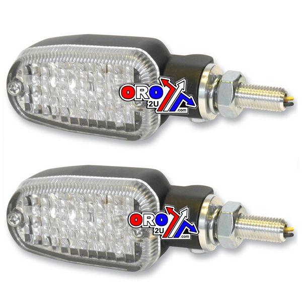 K&S Technologies Indicators Aluminum Black Set/2, Clear Lens, Led Universal E Marked, 2 Wire, 26-7704bk