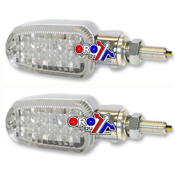 K&S Technologies Indicators Aluminum Chrome Set/2, Clear Lens, Led Universal E Marked, 2 Wire, 26-7704cm