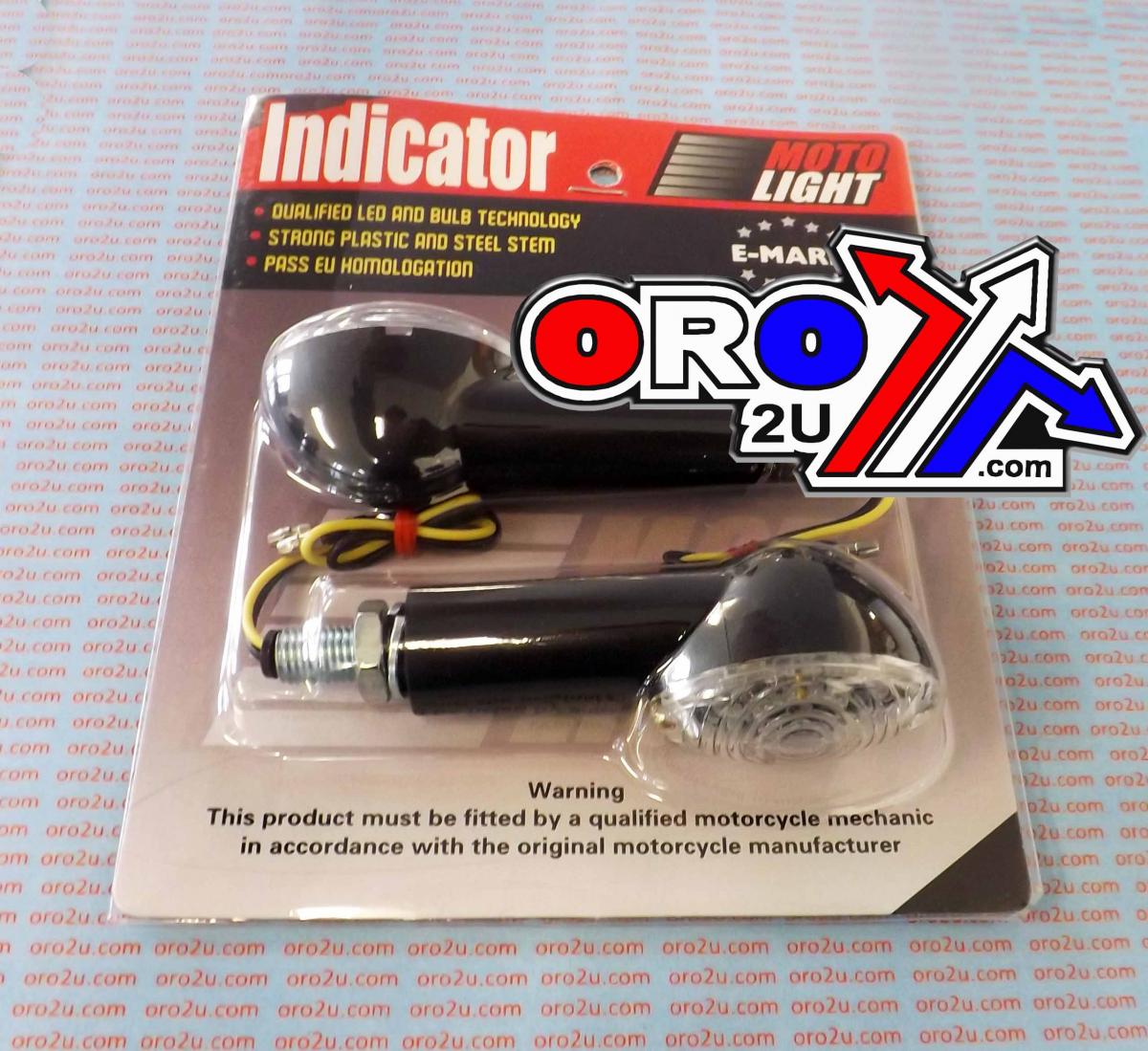 MTX Parts Led Indicators Clear Set/2 40mm Black Housing E Marked. Mt-003-c-BK40