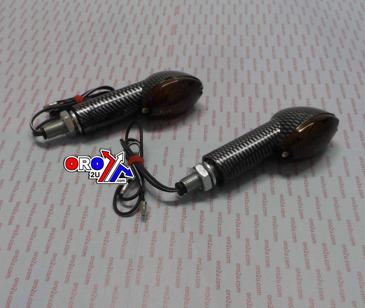 MTX Parts Indicators Smoke 40mm Set/2 Carbon Effect Housing Inc Bulb E Marked Mt-003-s-cb4
