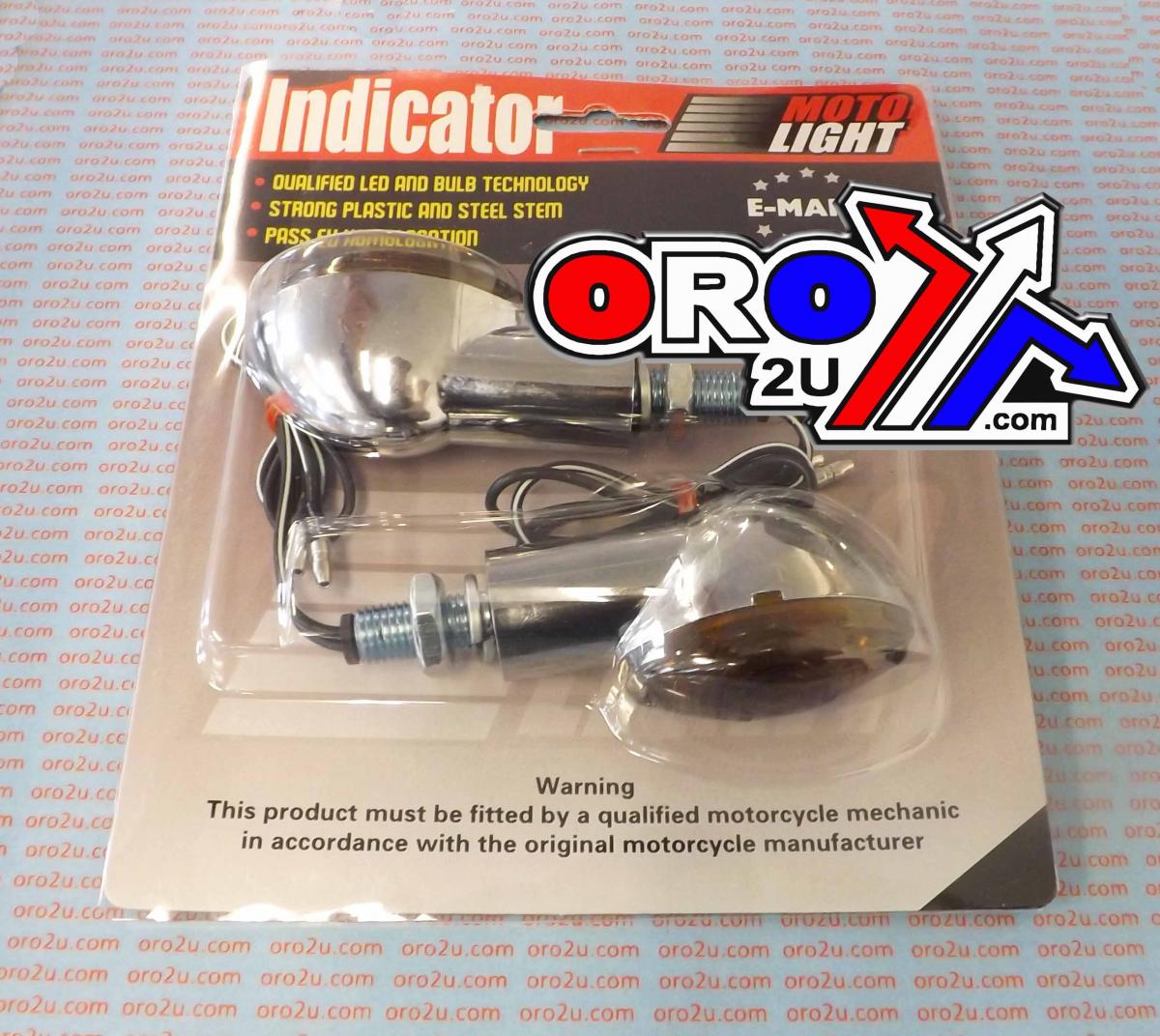 MTX Parts Indicators Smoke 20mm Set/2 Chrome Housing Inc Bulb E Marked Mt-003-s-CR20