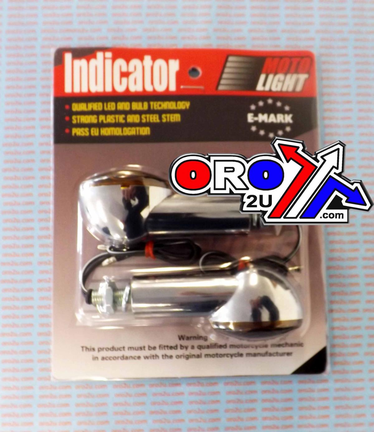 MTX Parts Indicators Smoke 40mm Set/2 Chrome Housing Inc Bulb E Marked Mt-003-s-CR40