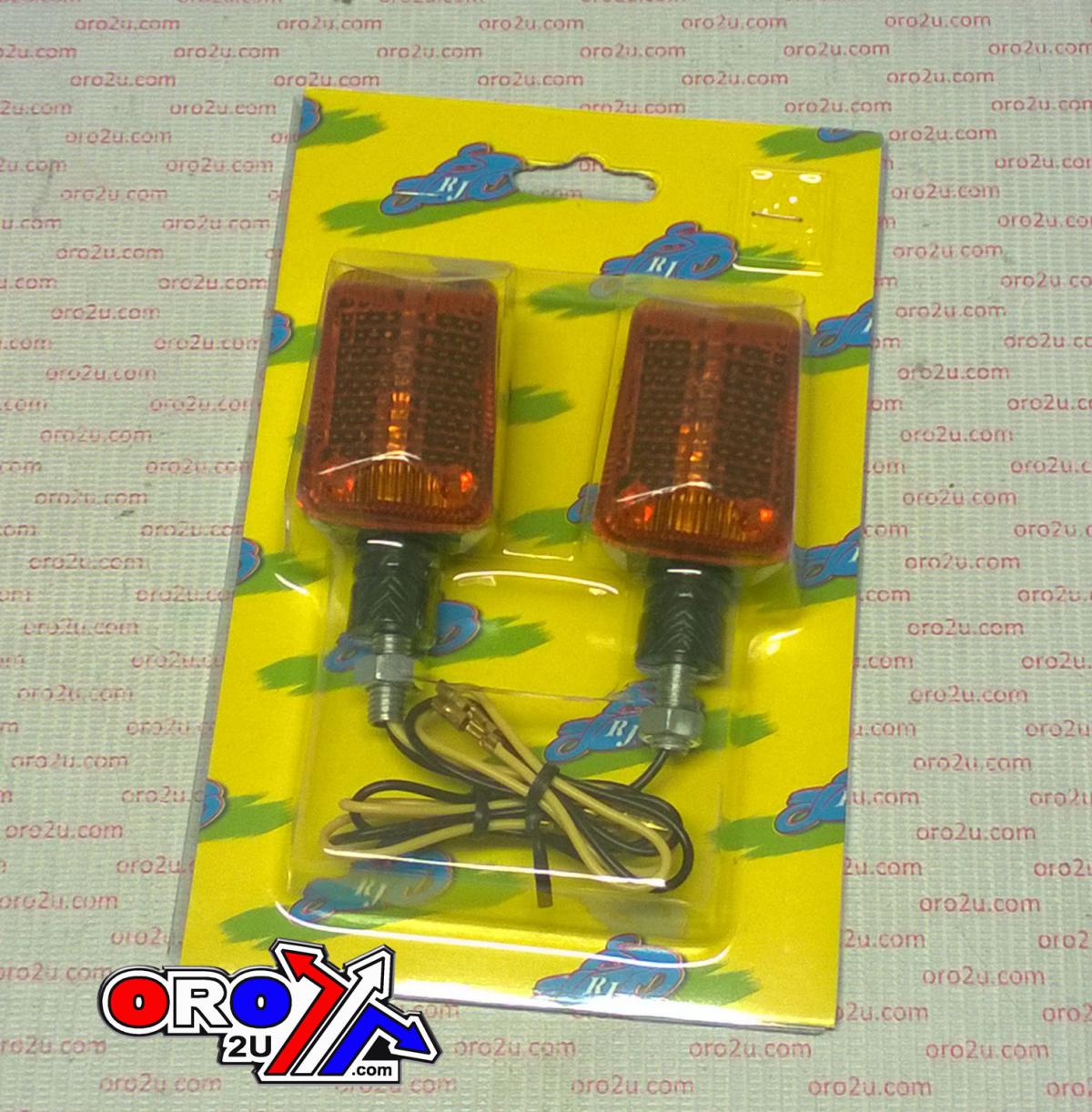 Rijomotor Indicators Orange Lens Pair, Rectangular Carbon Look Case, 121406164