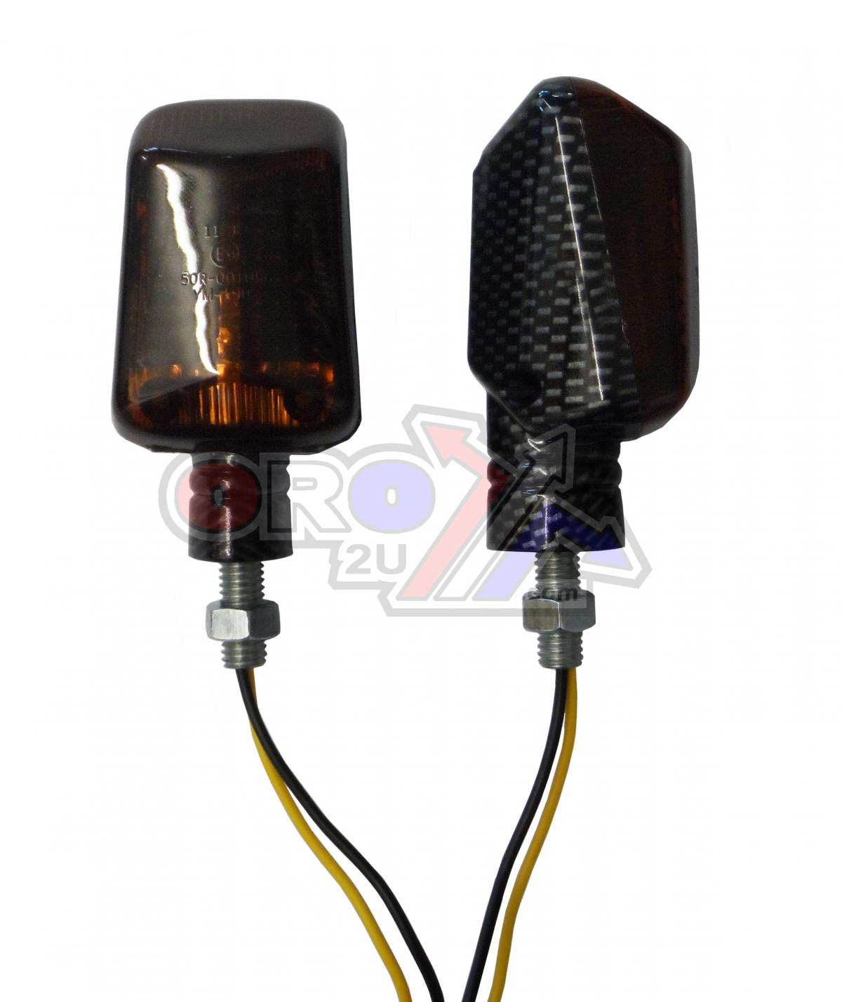 Rijomotor Indicators Smoke Lens Pair, Rectangular Carbon Look Case, 121405475