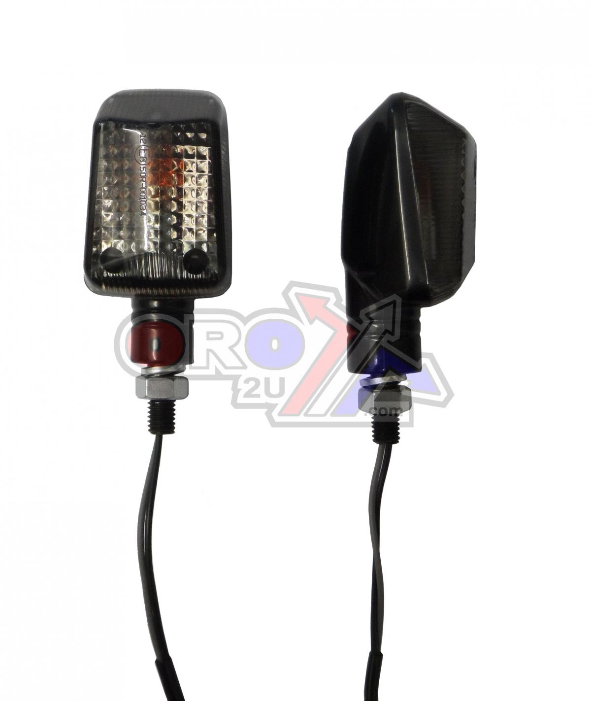 Rijomotor Indicators Smoke Lens Pair, Rectangular Black Look Case, 121405304