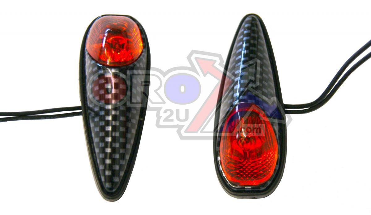Rijomotor Indicators Orange Lens Pair, Jaguar Carbon Look Case, 121407906