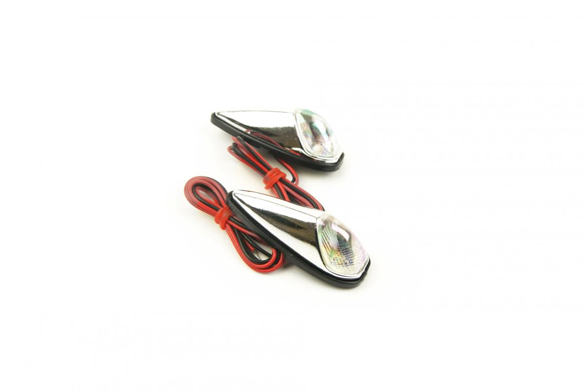 Rijomotor Indicators White Lens Pair, Jaguar Chrome Look Case, 121407921