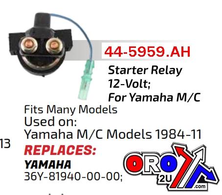 Arrowhead Electrical Solenoid Starter Relay Street, 36y-81940-00-00 Smu6014 Xv Fz