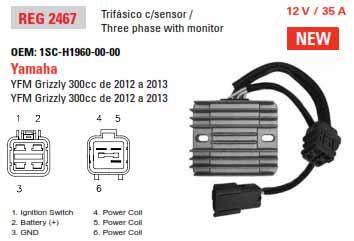 Arrowhead Electrical Regulator 12v YFM300 12-13, 230-58206 Aya6059, 1sc-h1960-01-00