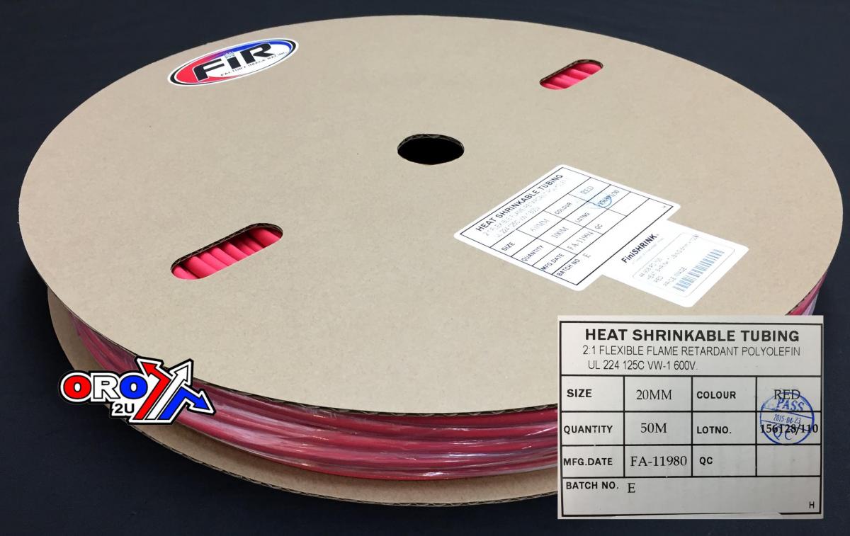 Tag-z Heat Shrink Tubing 20mm X 50mt, Red