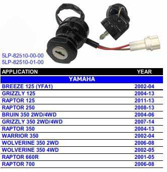 Dirt Racing Switch Ignition Yamaha YFM350 2003 - 2008 5lp-82510-00-00 5lp-82510-00-00 5lp-82510-01-00