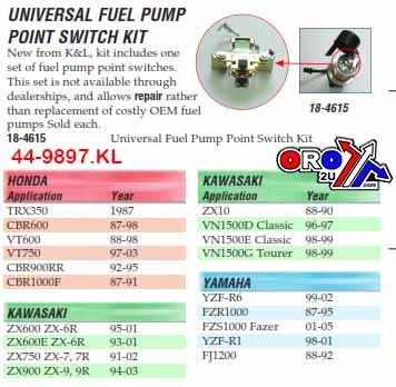 K&L Supply Univ. Fuel Pump Point Switch, K&l 18-4615 Hon, Kaw, Yam Kit