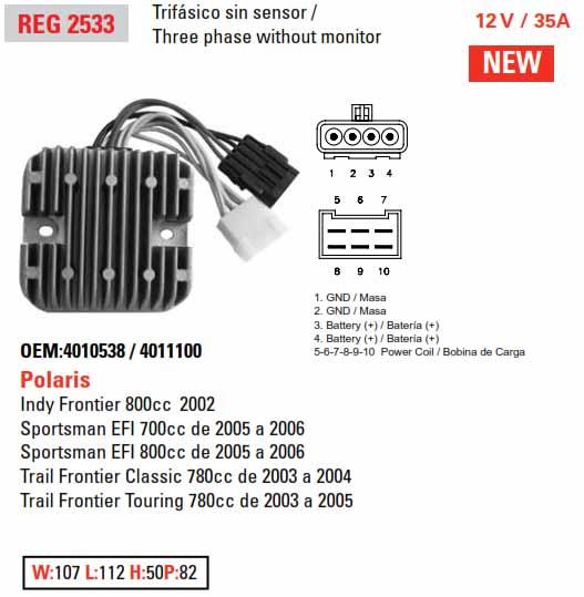 Arrowhead Electrical Regulator Polaris 700/800 ATV, Apo6029, 4010538, 4011100;