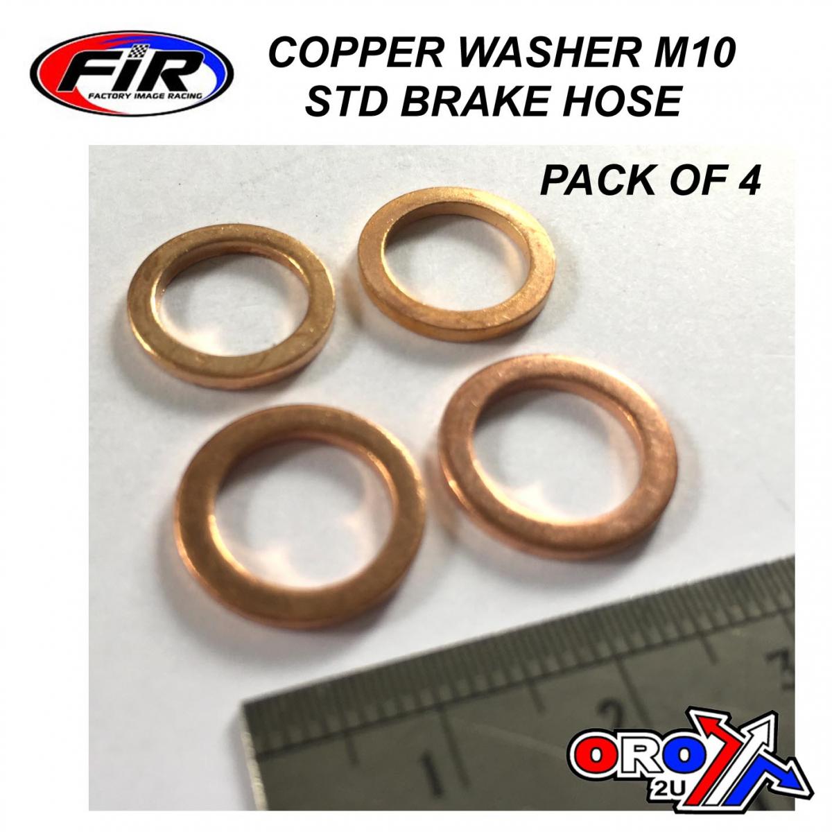 FIR Copper Washer M10 Pk of 4, Size ID10 X OD15 X W1.5mm