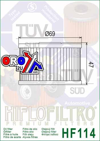 HiFlo Filters Oil Filter Hiflo HF114, Honda TRX420 15412-hp7-a01