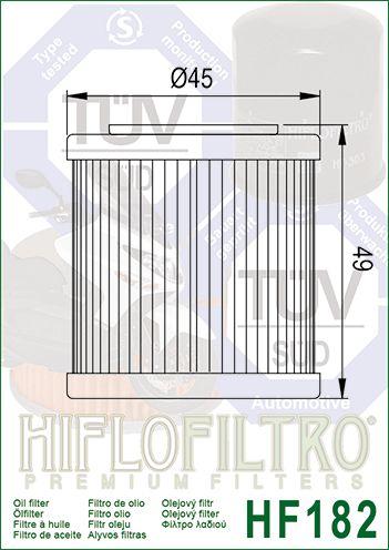 HiFlo Filters Oil Filter Hiflo HF182, Piaggio 880887