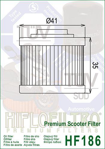HiFlo Filters Oil Filter Hiflo HF186, Aprilia Ap3haa000309