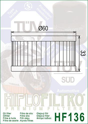 HiFlo Filters Oil Filter Hiflo HF136 Suzuki, Suzuki 16510-38240