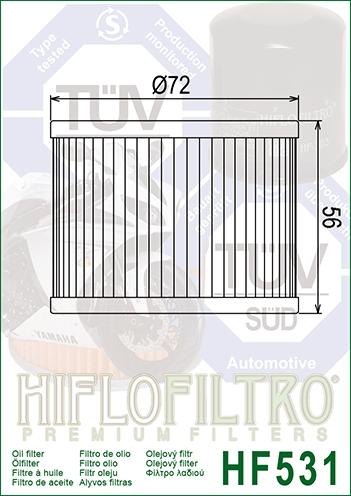 HiFlo Filters Oil Filter Hiflo HF531 Suzuki, 16510-06c00 Road GSX250