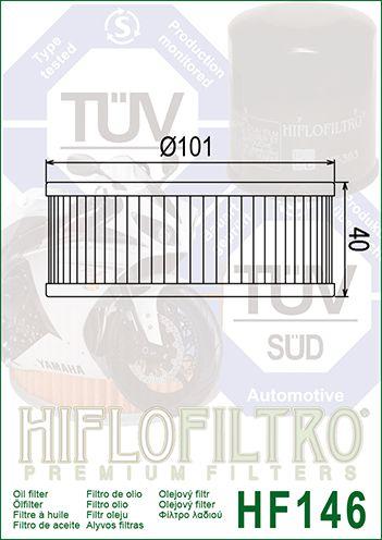 HiFlo Filters Oil Filter Hiflo HF146 Yamaha, 1j7-13441-10/1j7-13440-90, 1j7-13440-91, Road