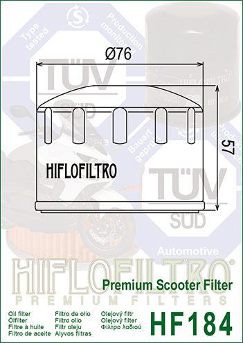HiFlo Filters Oil Filter Hiflo HF184 Aprilia, 830239/82658r/82883r, Piaggio, Road, 82960r