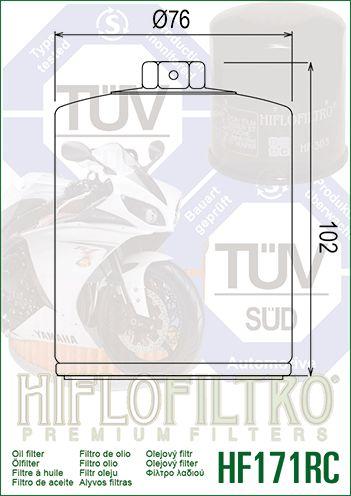 HiFlo Filters Oil Filter Hiflo Hf171crc Race, 63798-99, 63731-99, 63731-99a, Road, Buell