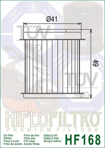 HiFlo Filters Oil Filter Hiflo HF168 Daelim, Daelim 15412-sa1t-000, Road