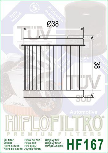 HiFlo Filters Oil Filter Hiflo HF167 Daelim, Daelim 15412-kn6-9612, Road