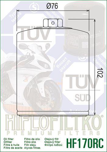 HiFlo Filters Oil Filter Hiflo Hf170crc Race, 63805-80a, 63805-80t, 63796-77, Road, 63806-83