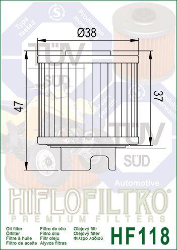 HiFlo Filters Oil Filter Hiflo HF118, Honda 15412-hb6-003