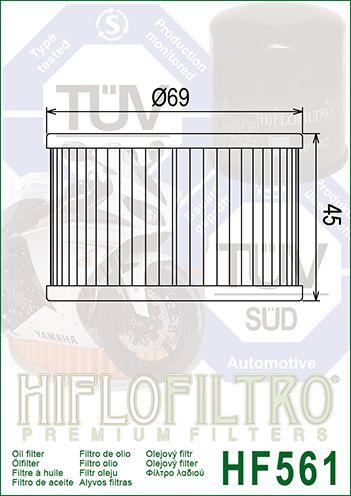 HiFlo Filters Oil Filter Hiflo HF561, Kymco 1541a-ked9-9000