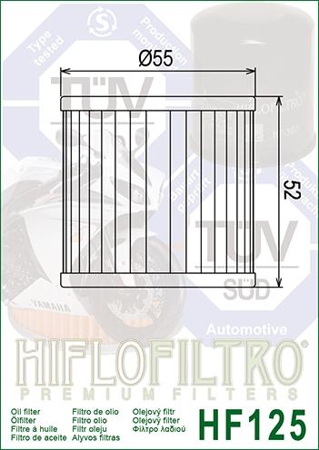 HiFlo Filters Oil Filter Hiflo HF125 Kawa, Kawasaki 16097-1002