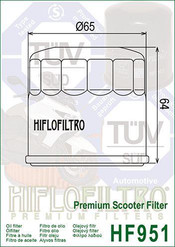 HiFlo Filters Oil Filter Hiflo HF951, Honda 15410-mcj-000